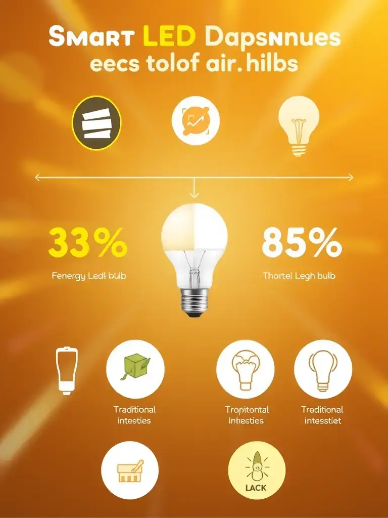 A comparison shot of an old incandescent bulb versus a modern LED bulb, visually emphasizing the difference in energy consumption and environmental impact, suitable for highlighting the eco-friendliness of LED lighting.